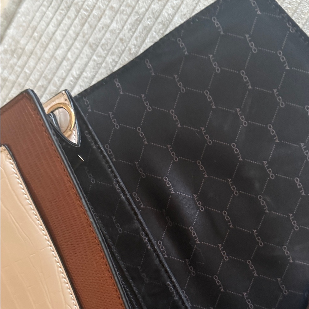 Aldo Black, Brown, and Cream Satchel with Gold Chain - Picture 2 of 4